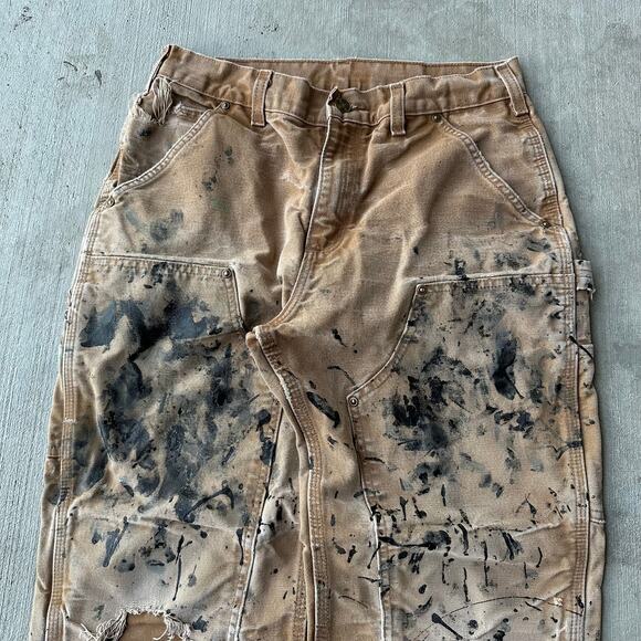 Vintage Y2K Carhartt brown double knee work wear carpenter pants - Picture 2 of 6